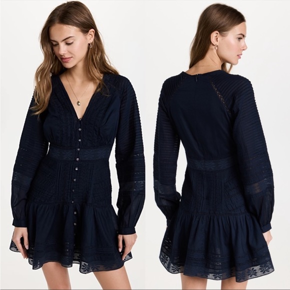 $498 Veronica Beard Addilyn Dress in Ink blue Size 6 Revolve Shopbop - Picture 2 of 11